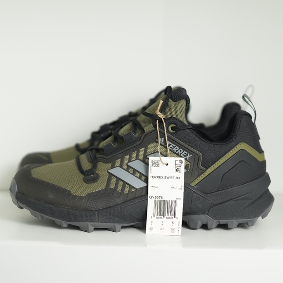Adidas Mens Terrex Swift R3 Hiking Shoes GY5076 Black/Olive Green
